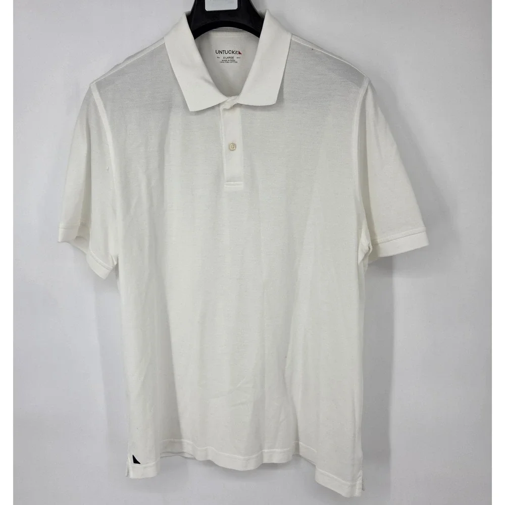 UNTUCKit Polo Shirt Men's XL White Short Sleeve Casual Gondola Pima Cotton‎